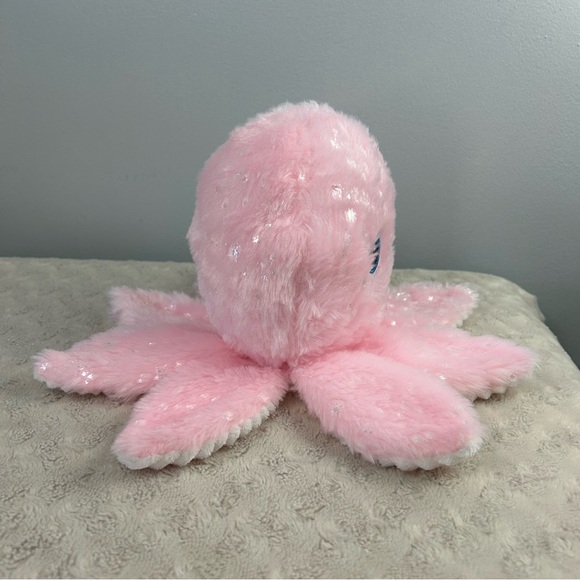 Midwood Brands Pink Octopus Jellyfish Plush Blue Eyes White Ribbed Lovey - Picture 4 of 6